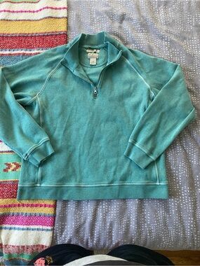 L.L. Bean Traditional Fit Teal 1/4 quarter-Zip Pullover large